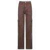 Bruine wijde pijpen cargobroek Dames Koreaanse mode rechte broek Vrouwelijke streetwear Hoge taille Winter 2021 Losse broek
