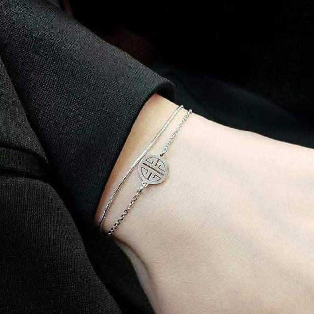 

Браслеты Trend Gold Brand Titanium Steel Bracelet Version Simple Round Polished Jewelry серебряный