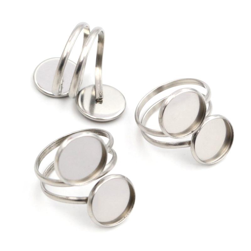 5pcs 12mm Stainless Steel Gold Plated Adjustable Ring Settings Blank Base,Fit 12mm Glass Cabochons Buttons Ring Bezels