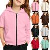 Boys and Girls Zip-Up Hoodie Sweatshirt with Detachable Hood, Long Sleeve, Color, Casual