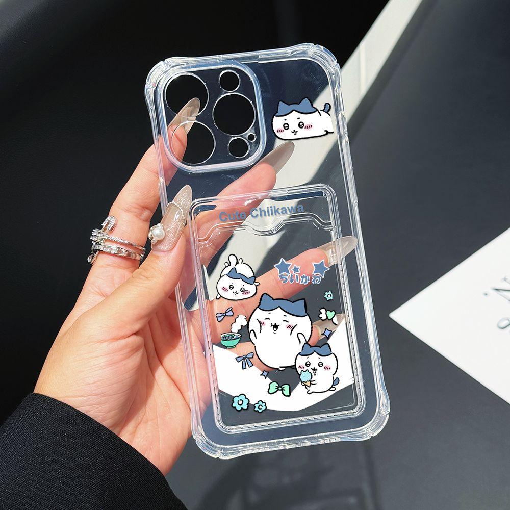 Chiikawas Hachiwares Phone Case for iPhone 16 15 14 Plus 13 12 Mini 11 Pro Max X Xs XR 7 8 Card Pocket Soft Clear Cover