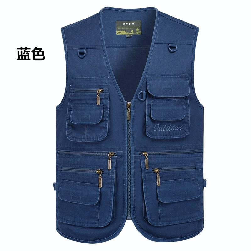 

Мужской дышащий жилет для активного отдыха с множеством карманов, безрукавка, для кемпинга, рыбалки, охоты, жилет для фотографа L4 синий