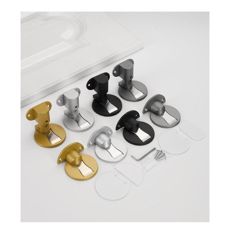 Adjustable Windproof Door Stoppers Strong Aluminum Ground Stoppers Noise Reducing for Home Office Door Security