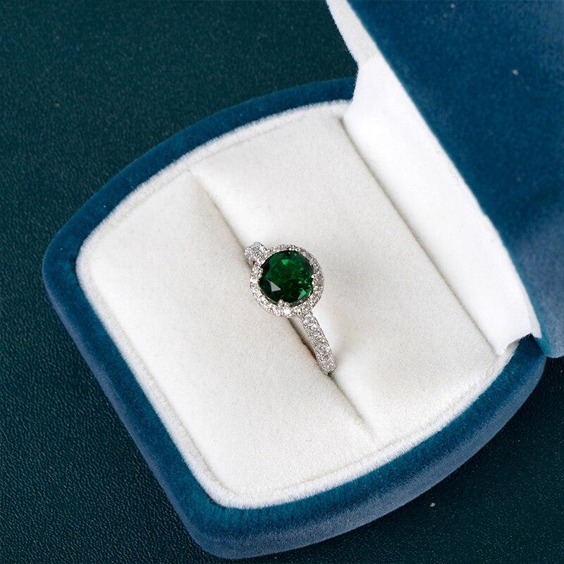 BELLA BOX Round Green Cubic Zirconia Finger Ring For Women Brilliant Accessories Vintage Ring Retro Party Luxury Jewelry Gift