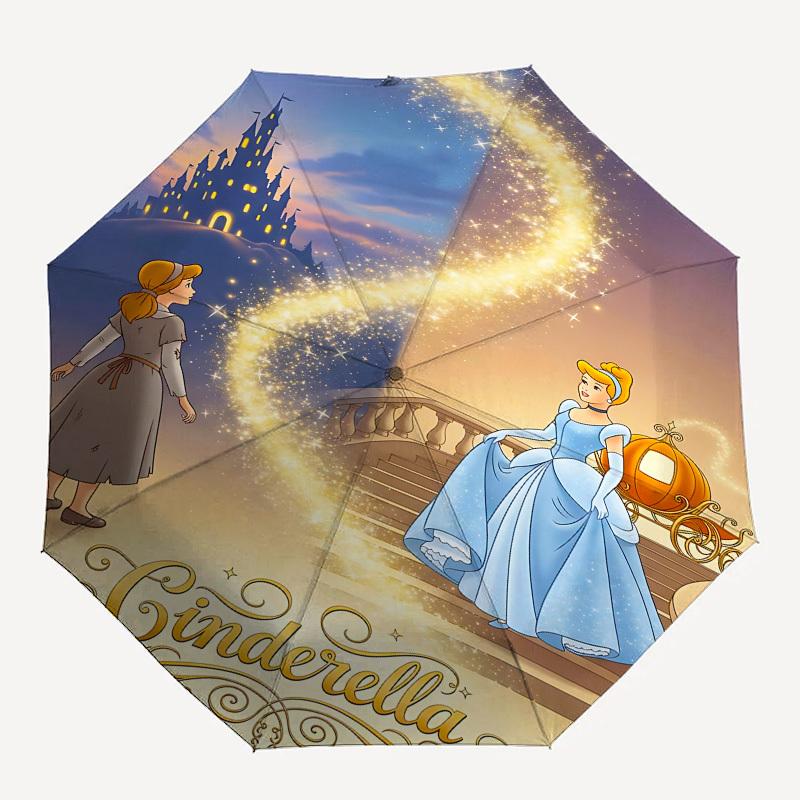 Cinderella, Fairy Tale Themed Automatic Opening and Closing Umbrella, Brightly Colored 8-rib Portable Umbrella, Suitable for Men and Women,
