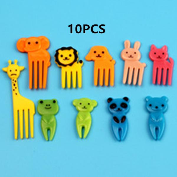 Animal Farm Fruit Fork Mini Cartoon Children Snack Cake Dessert Food Pick Toothpick Bento Lunches Party Decor Random Color