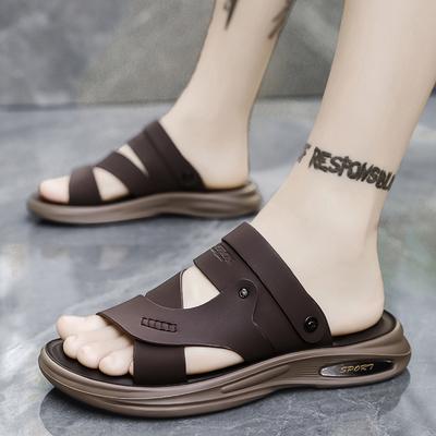 Sandalias de Verano para Hombre para Exteriores, Chanclas Deportivas Casuales, Zapatos Romanos de Cuero PU Antideslizantes Transpirables, Chanclas de Playa, Zapatos de Jardín