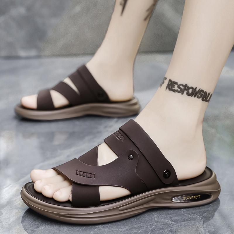 Fashion Summer Outdoor Sandals for Men Casual Sport Slippers PU Leather Non-slip Breathable Roman Shoes Beach Flip-Flop Garden Shoes
