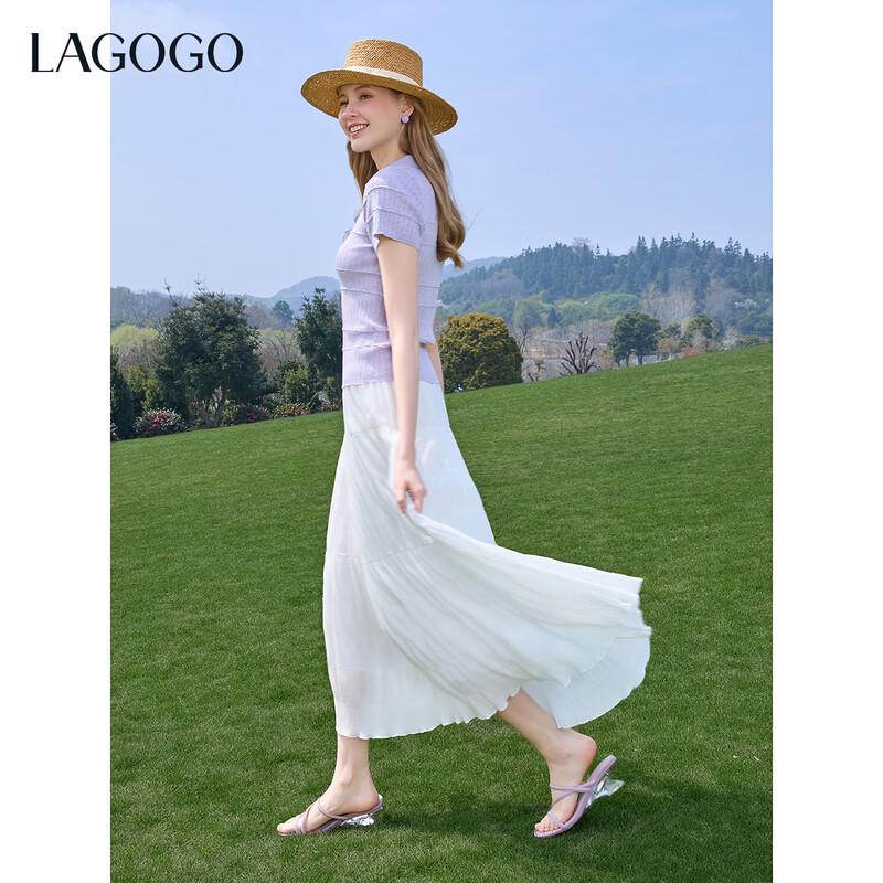 LAGOGO Elegant Chiffon Maxi Dress S