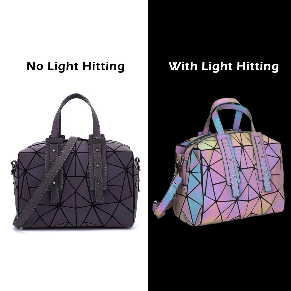 Geometric Luminous Shoulder Bag Reflective Geometric Cross Body Bag PU Bag for Women