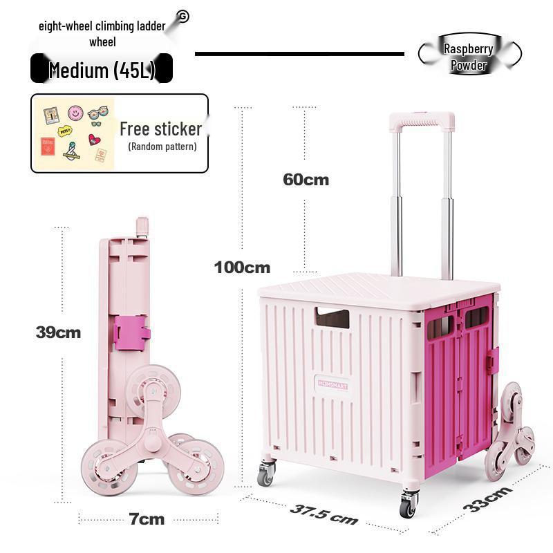 Tragbarer Faltbarer Einkaufstrolley mit Rädern - Umweltfreundlicher Multifunktionaler Handgezogener Wagen