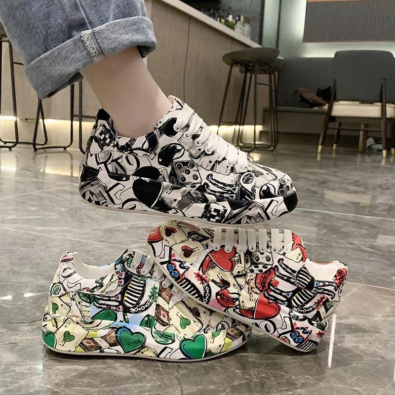 New Women Vulcanized Shoes Platform Sneakers Graffiti Board Shoes Girls Casual Sneaker Female Outdoor Sport Shoes Women's Board