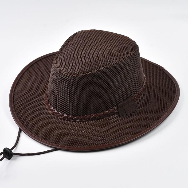 Men Western Cowboy Hat Spring &Summer Mesh Fabric Breathable Sun hat