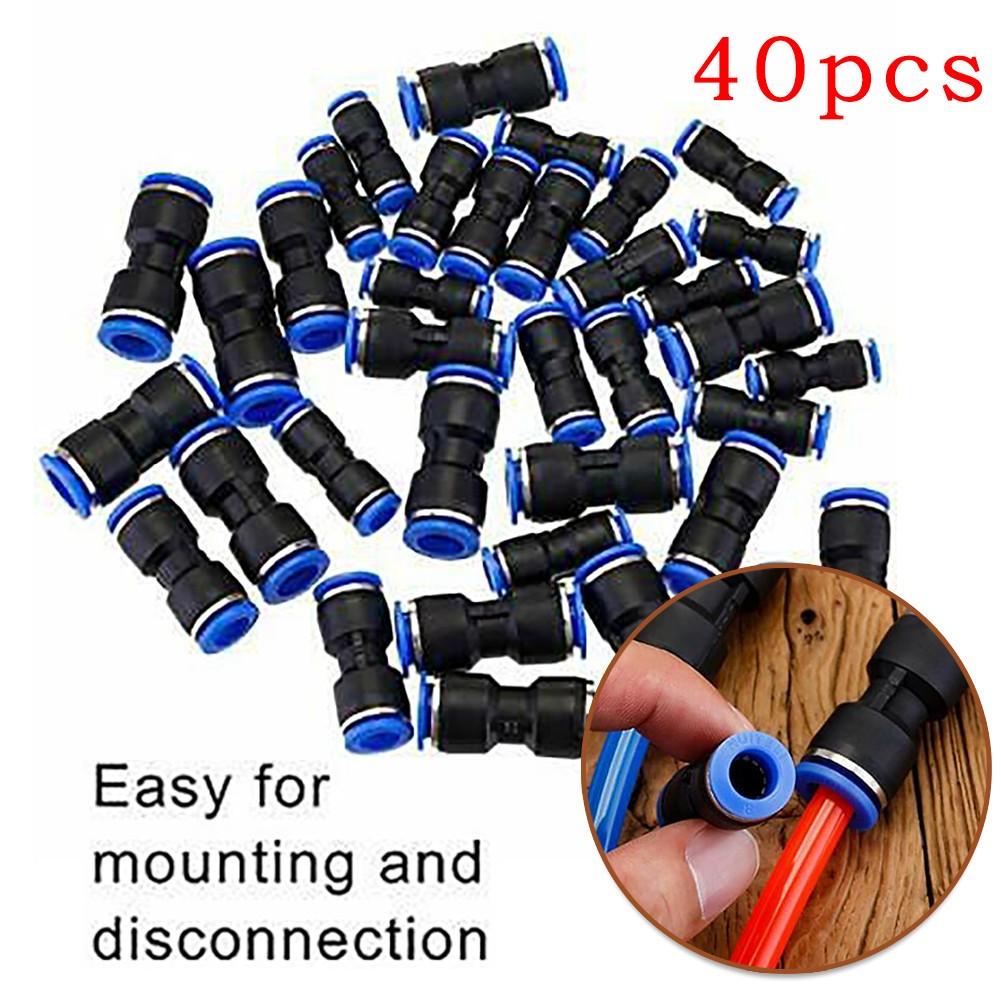40 Peças Conectores Retos de Encaixe Rápido Conectores Pneumáticos Acessórios para Linha de Ar