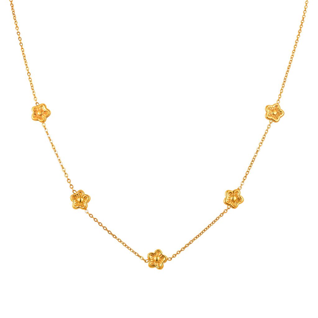 Vnox Multiple Styles Stainless Steel Necklace For Women, Heart Flower Star 18K Gold Plated Choker Accessories Charms Jewelry