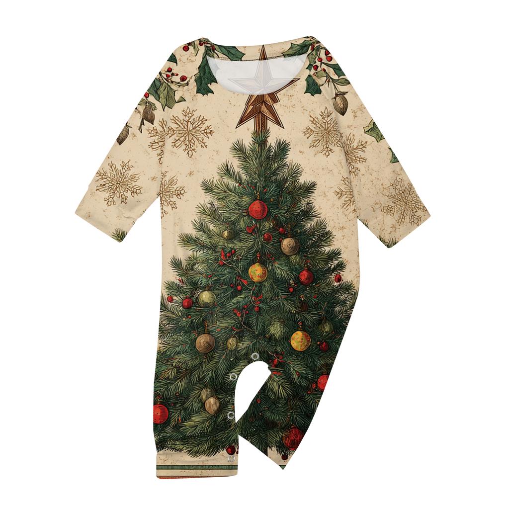 Juleprintet Rund Hals Foreldre-Barn Langermet Lang Bukse Hjemmeklærsett