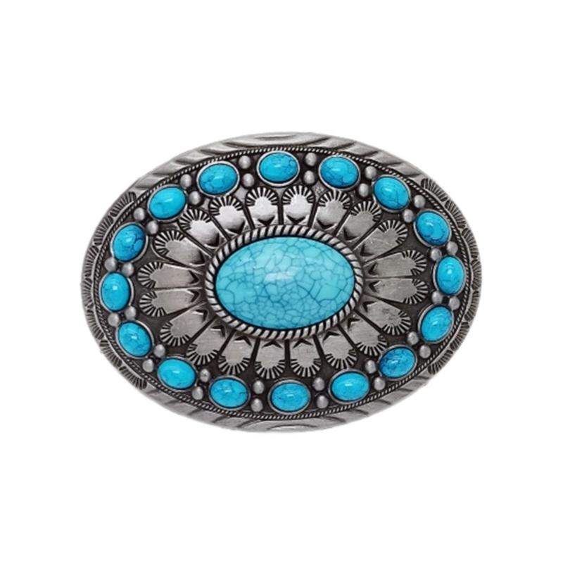 

Этническая бирюзовая рельефная пряжка для ремня с цветочным узором, изящная пряжка для ремня, аксессуары для пояса, взрослая рокерская пряжка