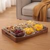 Serving Tray with Glass Bowls Walnut Wood Snack Platter Appetizer