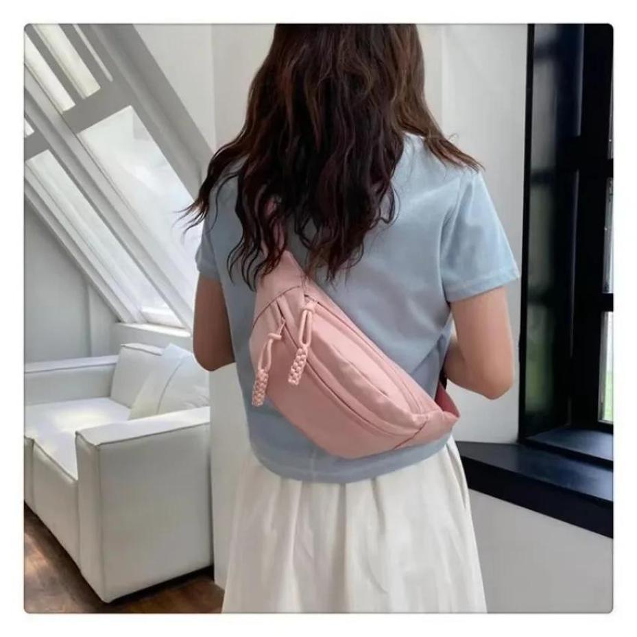 Women's Chest Bag Canvas Crossbody Bag Solid Color Women Sling Waist Pack Versatile Sports Solid Color Waterproof Hiking Bags