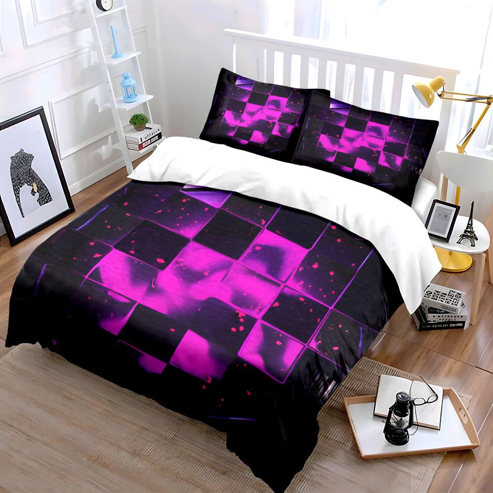 Purple Glow Wall Decor Set Multiple Sizes Kid'S And Adults' Bedroom Exquisite 3Pc Bedding Set, Gift