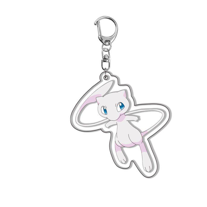 Kawaii  Acrylic Keychains Pikachu Rowlet Mewtwo Gengar Eevee Squirtle Lucario Gyarados Psyduck Keyrings Pendants Figure