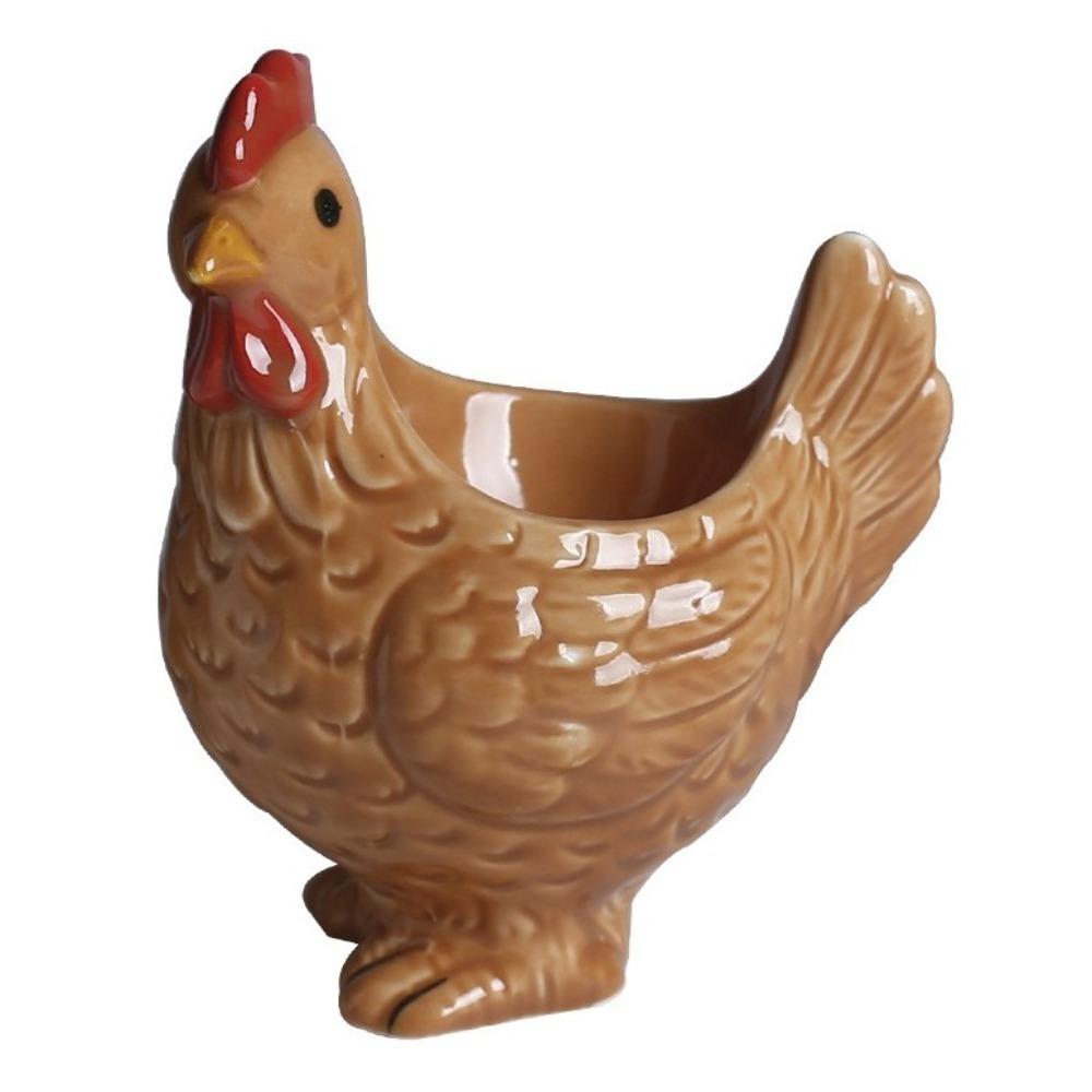 Smooth Surface Ceramic Egg Cup Chicken Shape Boiled Egg Stand Chicken Egg Holder  Breakfast Table коричневый