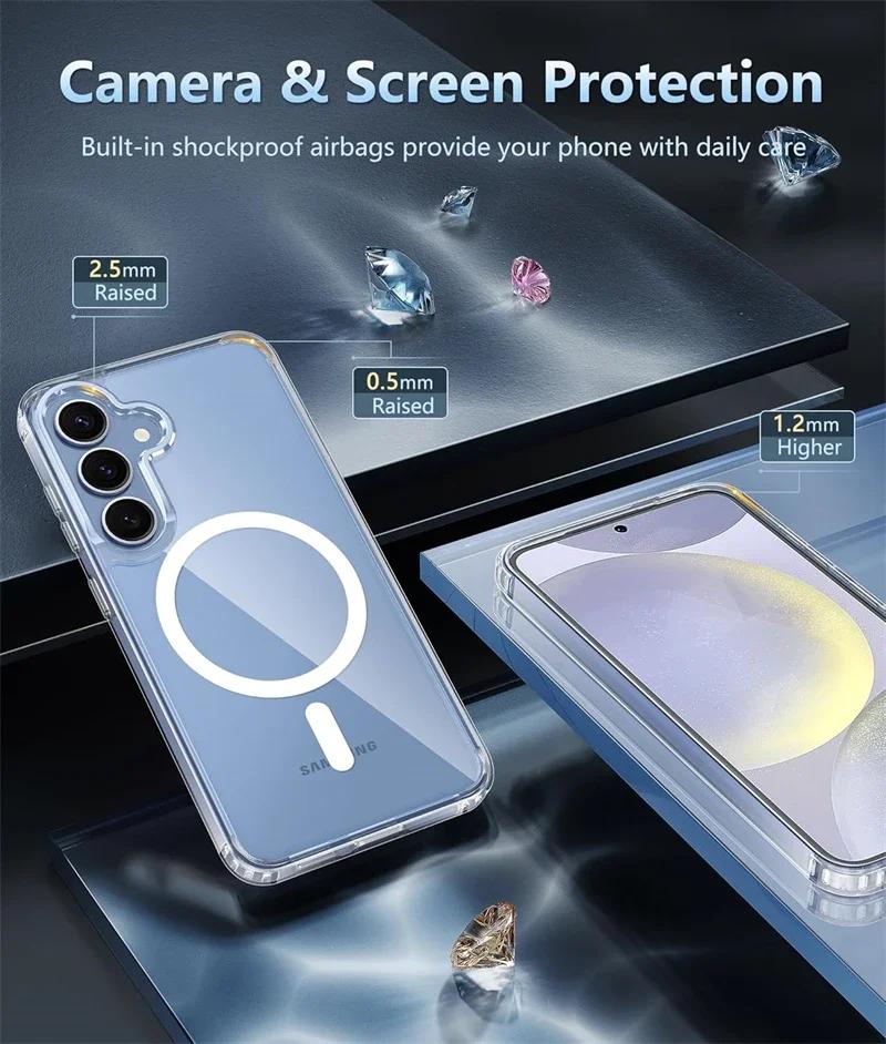 Anti Yellowing Clear Magnetic Case for Magsafe Samsung S25 S23 S24 Plus S22 Ultra S21 FE S24fe S25Ultra Shockproof Macsafe Cover