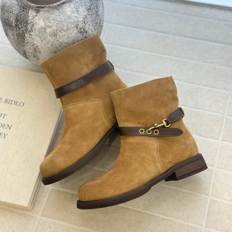 

Женские ботинки-рыцари с пряжкой на ремне, 2025 осень, новые, винтажные, на платформе, джинсовые ботинки, увеличивающие рост, нескользящие, износостойкие, короткие ботинки 40 верблюд