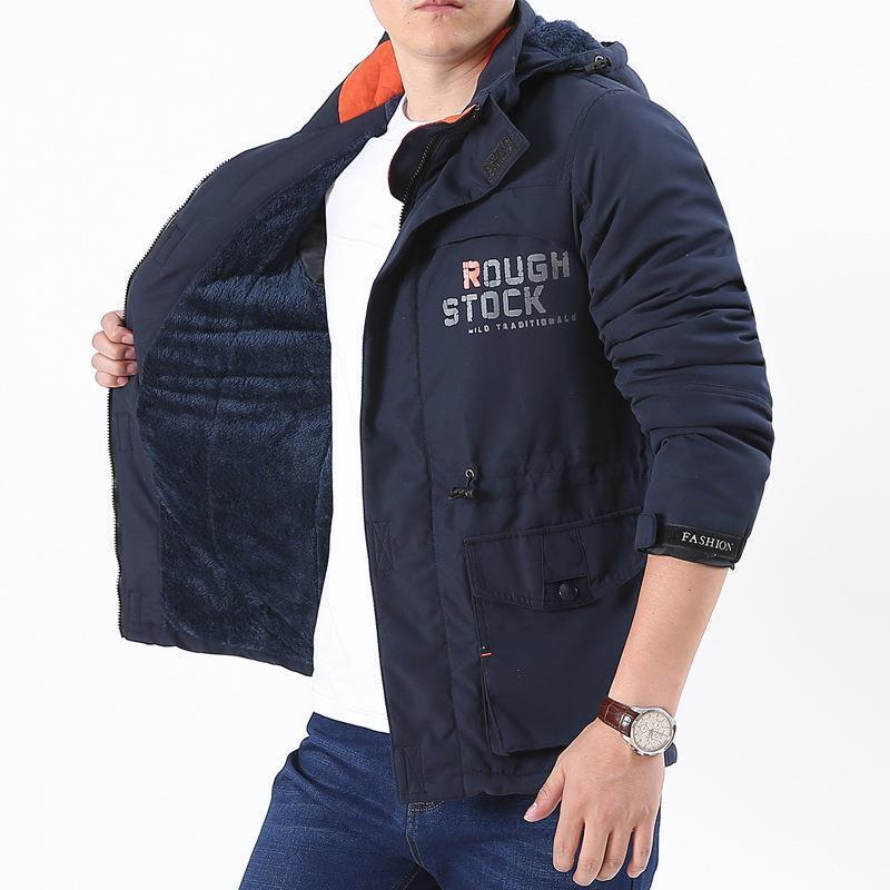 Hooded Large Size Jacket Men's Jacket Spring Autumn and Winter Jacket Men's Medium and Long Casual Outdoor