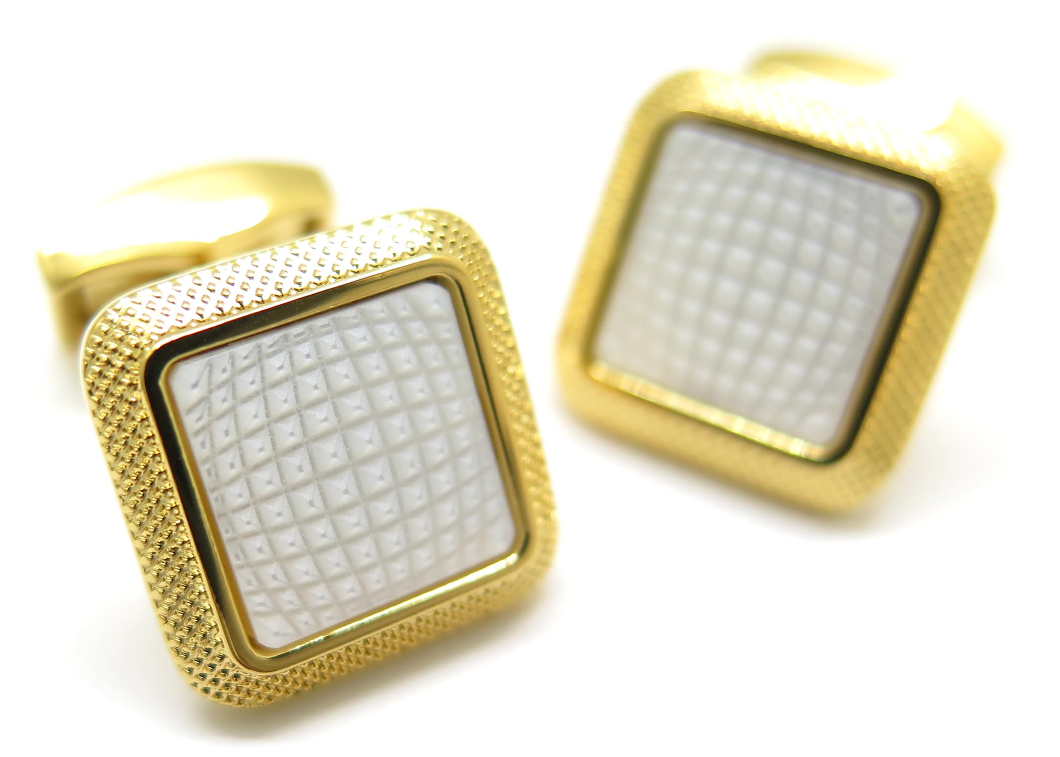 

TATEOSSIAN Business Spazio Square Cuffs Gold White Mother of Cufflinks Semi-Precious (Yellow & Pearl)