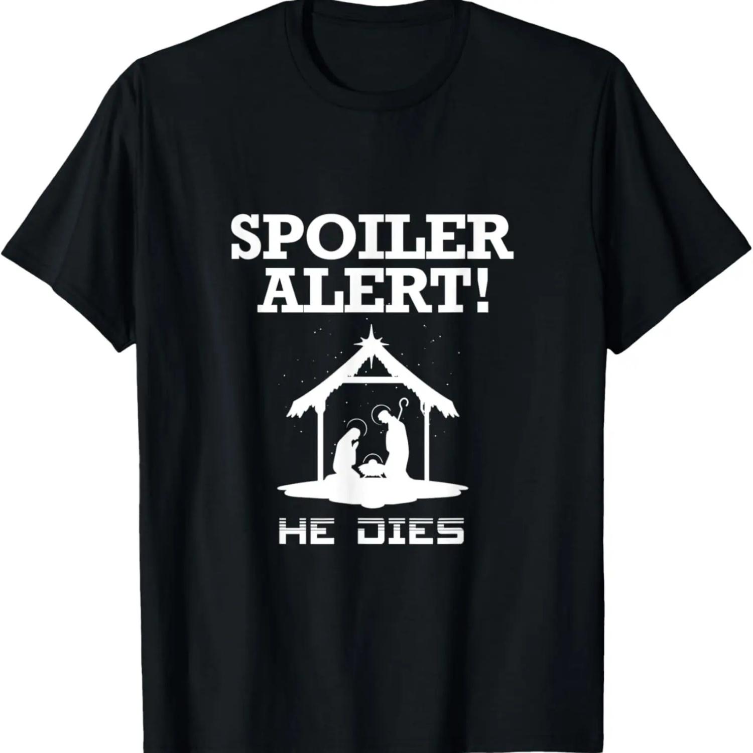 Осторожно спойлер Он умирает смешно Христианский слоган Футболка S чёрный