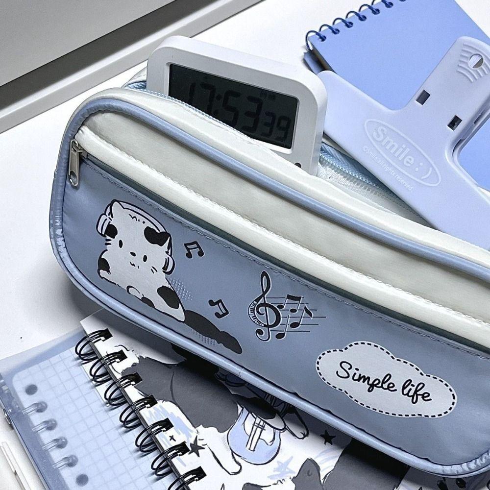 Large-capacity Music Cat Pencil Case Capybala Zipper Pencil Bag School Supplies