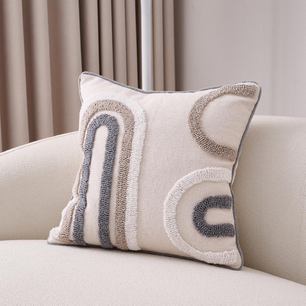 Throw Pillow Boho Soft Cotton Pattern And Tassels Pillow Cover With Braided Rope Textured Striped Woven Tufted Cushion Case