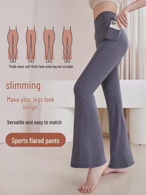 Damen Plus Size High Waist Schlag-Yogahose - Po-Lifting, Schlankheits-Fitness, Weiter Bein Sportbekleidung