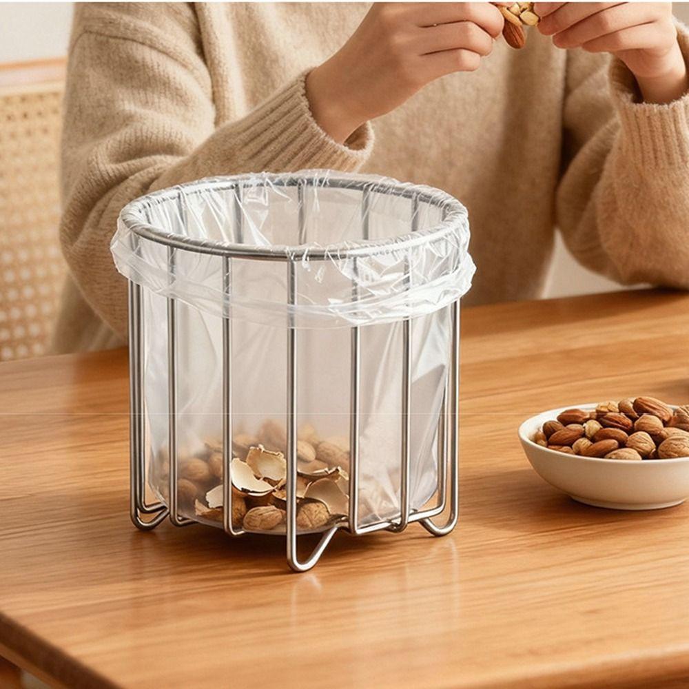 Multifunctional Trash Bag Holder Stainless Steel Rubbish Drain Basket  Organizational Tool