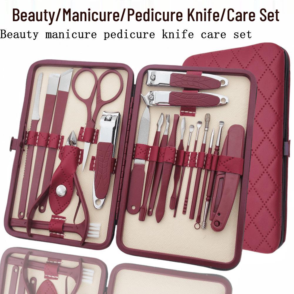20-Piece Stainless Steel Nail Art Set: Clippers, Cuticle Trimmer, Pliers, Pedicure Knife, Scissors