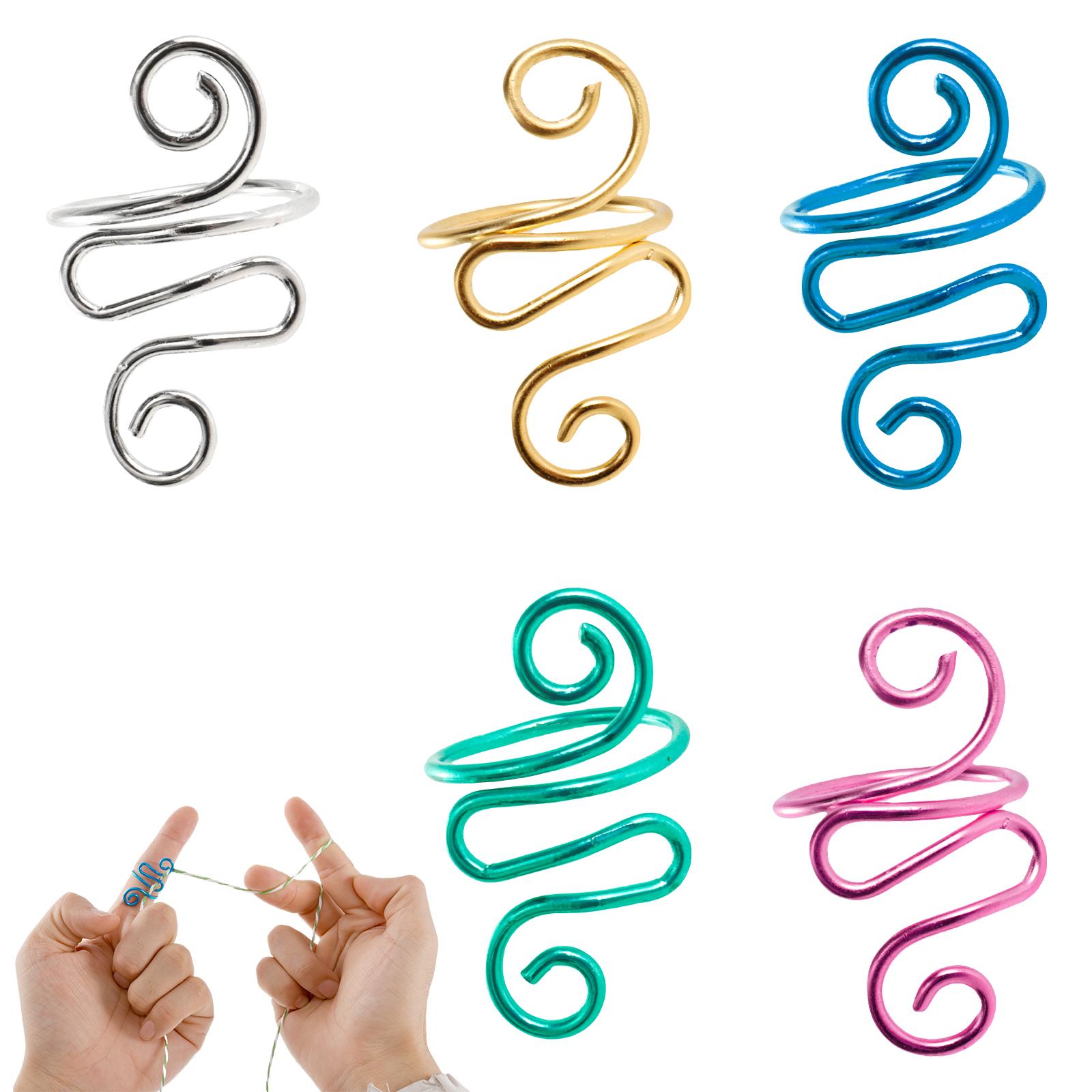 

5 шт. Кольцо для контроля натяжения пряжи для пальцев, для левшей и правшей, кольцо для регулировки натяжения пряжи, кольцо из сплава для контроля натяжения пряжи, для любителя вязания крючком