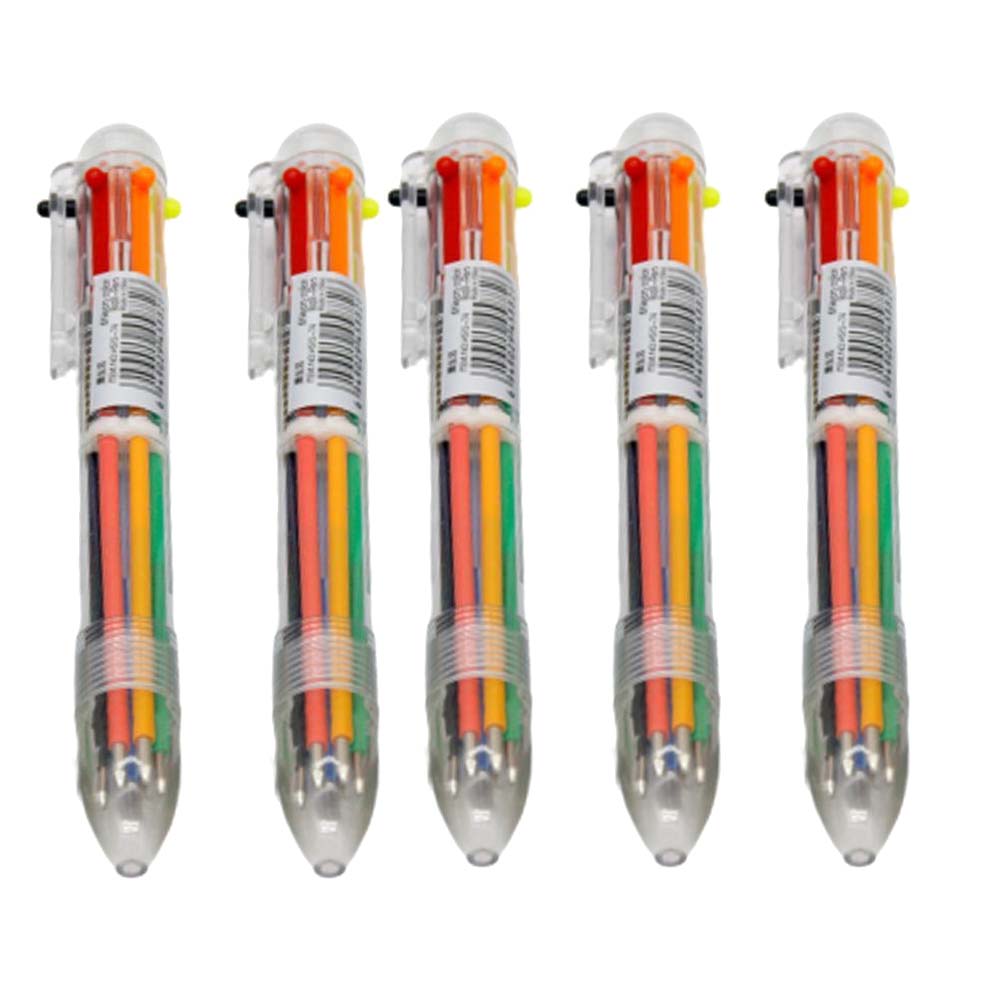 

5Pcs Transparent Cartoon Ballpoint Pen 6 Colors Creative Colorful Swivel Supplies School Office Supplies Students