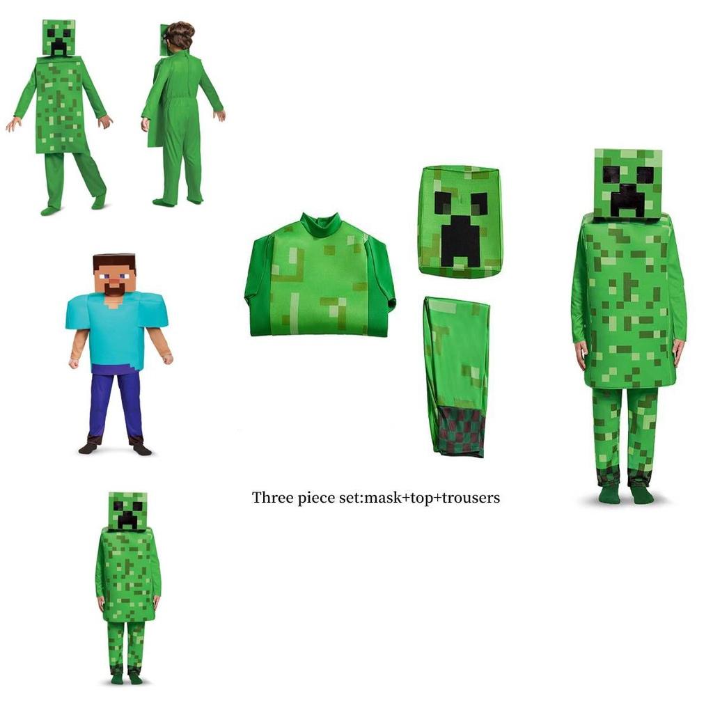 Halloween Minecraft Creeper Kostuum Set Voor Kinderen 3 Delige Cosplay Set