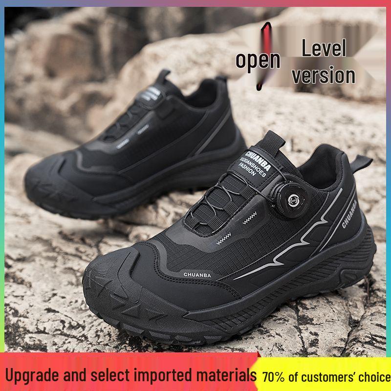 Men's Versatile Casual Dad Shoes with Rotating Buttons - Thick Sole for Sports, Hiking, and Travel