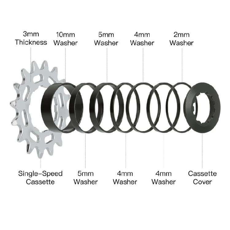 Piñones de Cassette Monovelocidad para Bicicletas, 16T 18T Kits de Conversión Monovelocidad para Bicicletas de Montaña con Espaciador y Anillos de Bloqueo