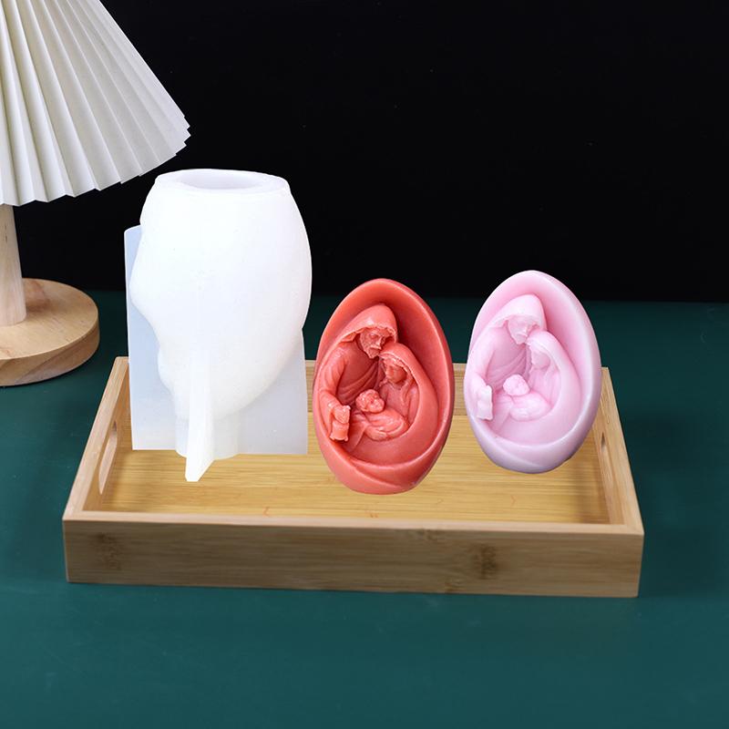 Catholic Holy Family Candle Mold Jesus Virgin Mary Figurine Silicone Mould Handmade 3D Gift Christmas Home Decoration Diy Molds
