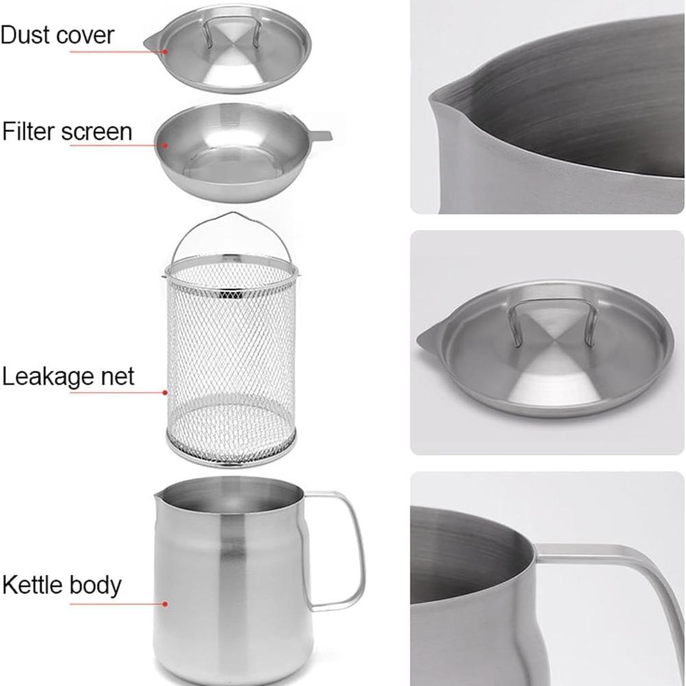 Multifunkční fritéza 304 z nerezové oceli, velkokapacitní všestranná nádoba s nádobou na olejový filtr 1,5/2 l nerezová multifunkční nádoba na olejový filtr