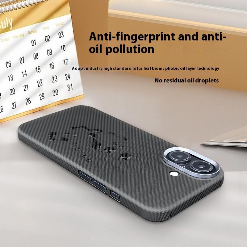 For iPhone 16 Plus Case 600D Fine Texture Aramid Fiber Phone Cover with Metal Lens Frame