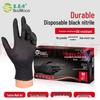 Semosi Durable Black Nitrile Gloves: Thick, Disposable, Oil-Resistant for Food, Beauty, Tattoo, Industrial, and Automotive Use.