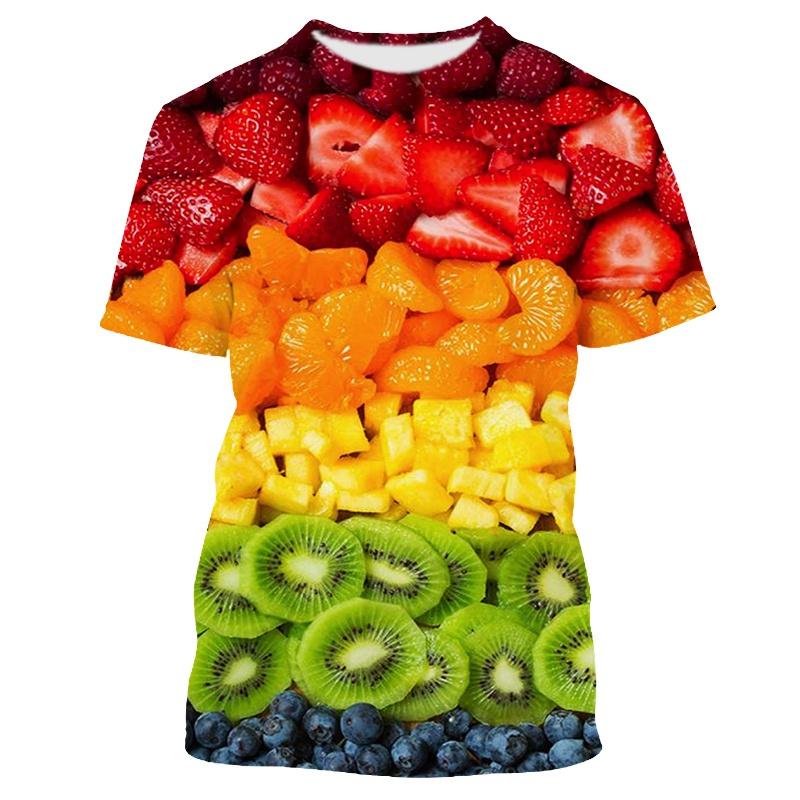 Früchte Beeren Muster Herren T-Shirt Lässig Herren Weich Locker Kurzarm Kleidung Modisch Streetwear Lustig Rundhals Oberteile