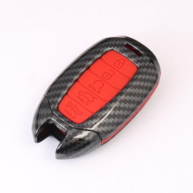 Carbon Fiber Car Key Case Cover For Hyundai I30 Ix35 Kona Encino Solaris Azera Grandeur Ig Accent Santa Fe Palisade 3/4/5 Button