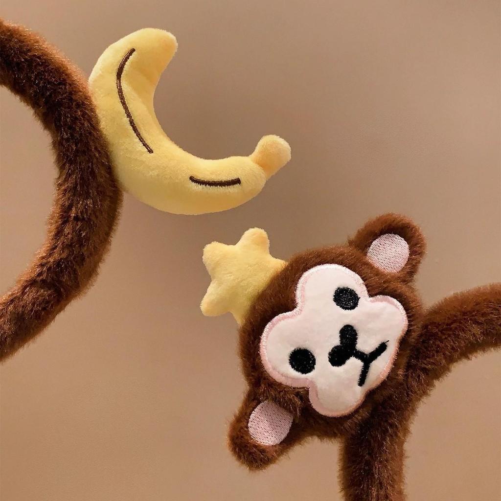 Cute Monkey Banana Plush Headband for Women – Versatile Hair Accessory for Face Washing & Daily Wear in Autumn/Winter