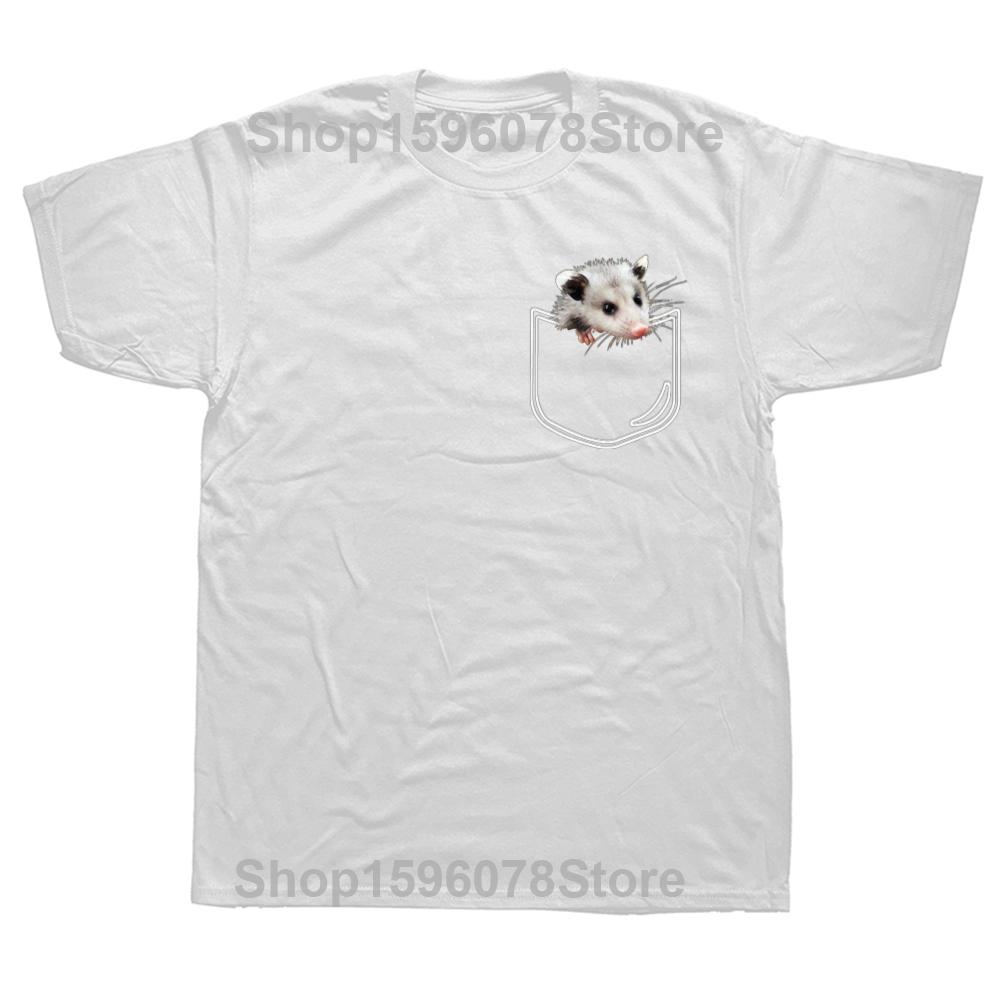 Funny Opossum In Pocket Round Neck Graphic T-shirts Tshirt Men Women's Fashion Casual Oversized 100% Cotton T Shirt