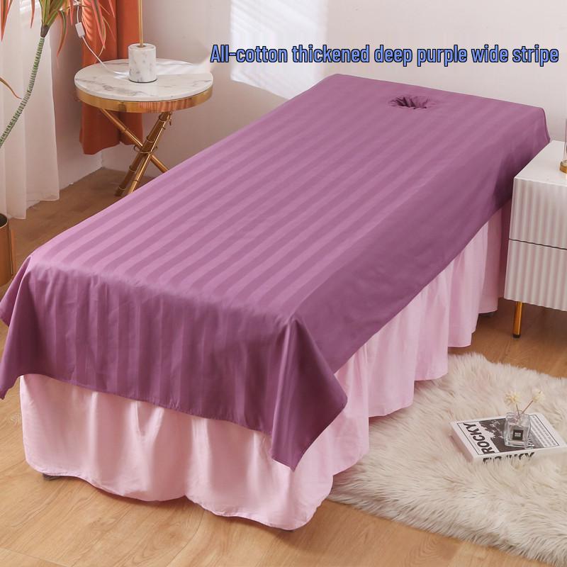 Custom White Cotton Salon Bed Sheets with Face Hole for SPA & Massage